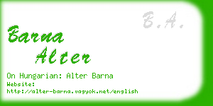 barna alter business card